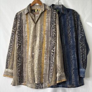 2 Bassiri Uomo USA Shirts Mens S Multi Color Limited Collection Button Up Disco‎